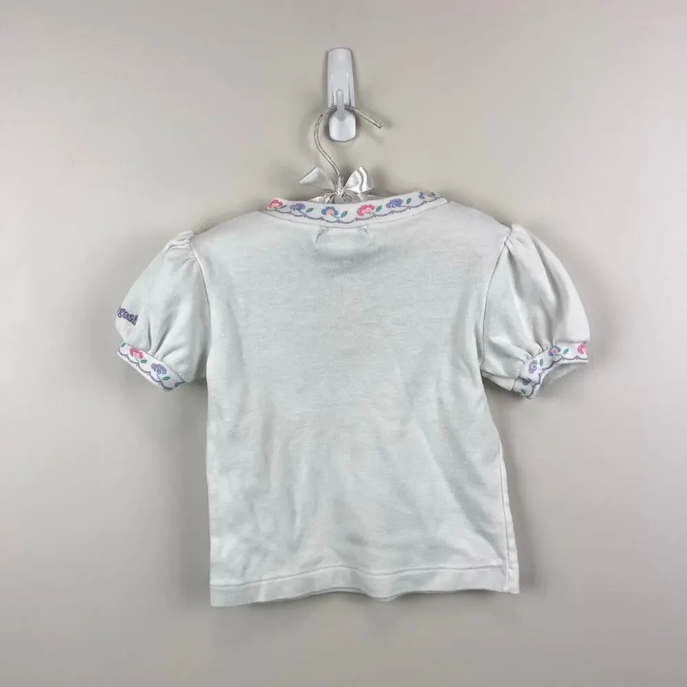 Vintage OshKosh B'gosh Short Sleeve White Flower Top 4T USA